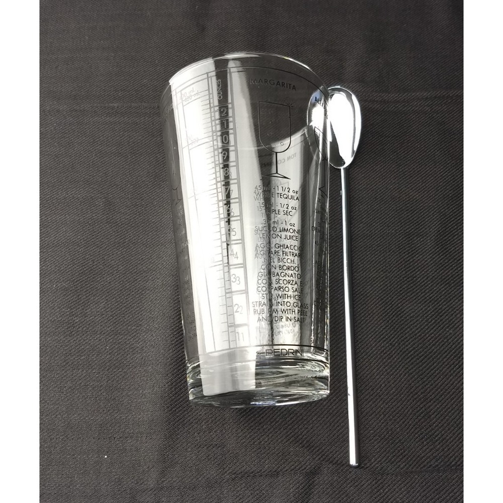 Libbey Cocktail Mixed Drink Recipe Glass Tumbler‎ & Stainless Spoon Barware Vtg